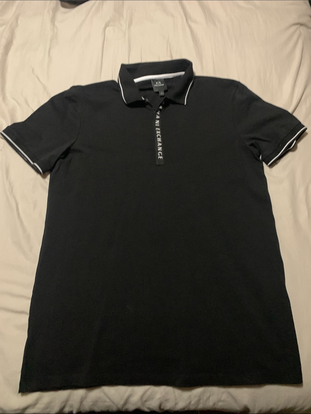 Armani Exchange Black Polo with White Contrast Trim